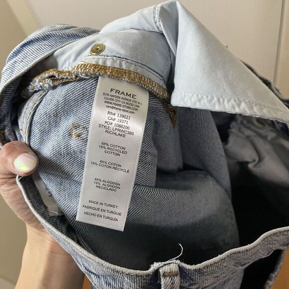 FRAME Le piper medium wash richlake frayed hem high waist jeans size US 27 - Picture 7 of 7
